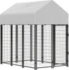 PawHut 6' x 4' x 6' Dog Run Outdoor, Large Outdoor Dog Kennel Welded Wire Steel Fence with UV-Resistant & Waterproof Cover, Secure Lock, Silver