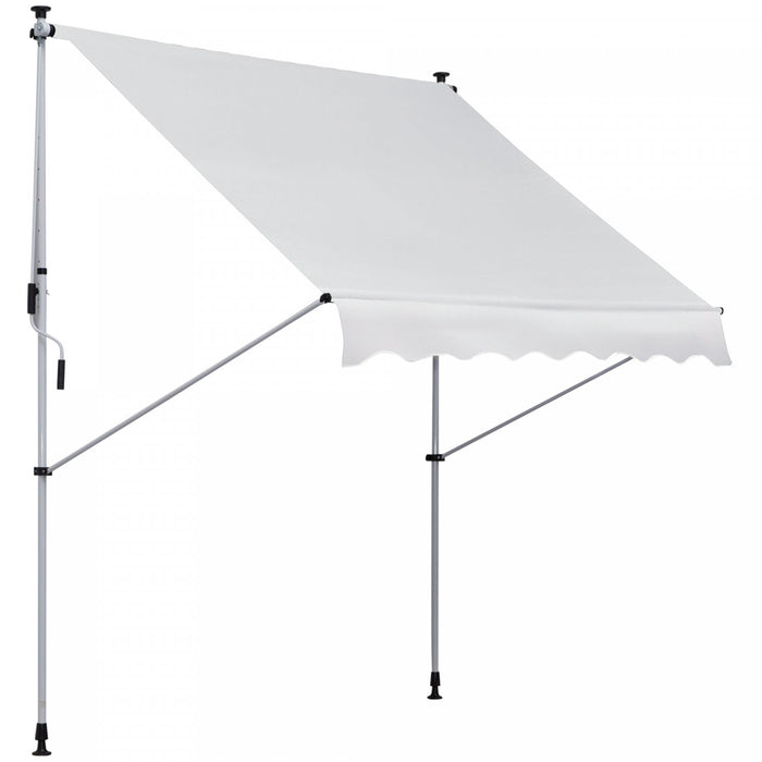 Outsunny Store Banne Manuel Retractable Inclinaison Reglable Installation Rapide Metal Alu Polyester Blanc