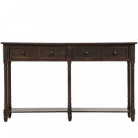  Table Console Phyllis En Bois Massif Avec Tiroirs Et Etagere Inferieure - Espresso