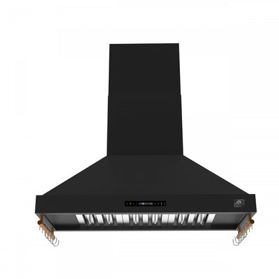 Forno Venezia 48 Inch Wall-Mounted Range Hood, Black-FRHWM5503-48BLK | Hotte de cuisiniere murale Venezia de 48 po, noir-FRHWM5503-48BLK