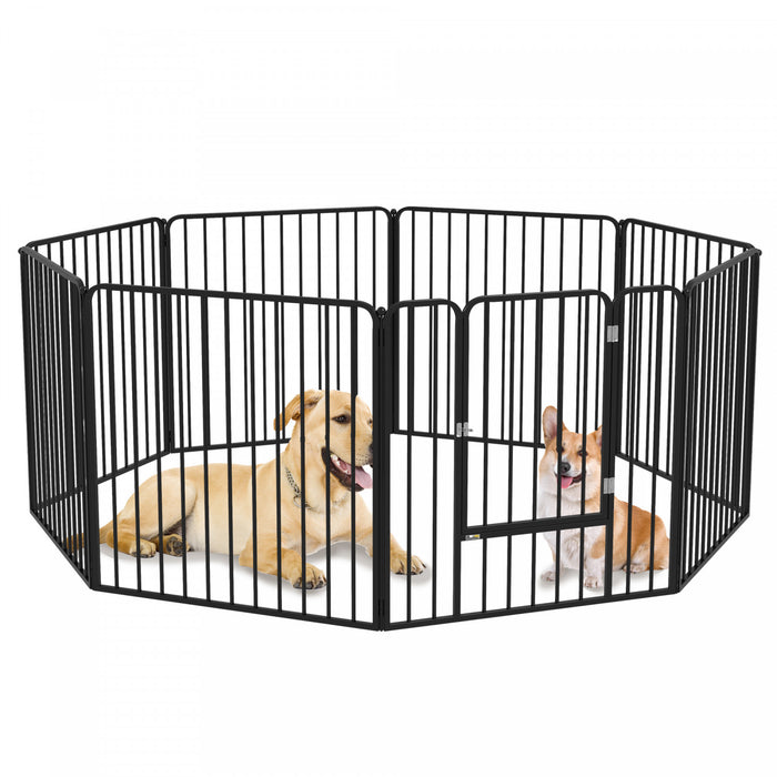 Pawhut Parc Pour Chien, 8 Panneaux De 31.5\" De Hauteur En Acier, Parc D'exercice Pour Chiots, Design Diy, Exterieur Interieur, Pour Petits Et Moyens Chiens.