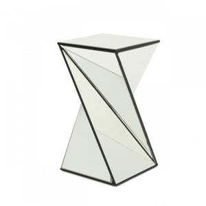 Table D’appoint Geometrique Au Design Reflechissant Molly Avec Miroir, Verre Et Bois Composite, Argent