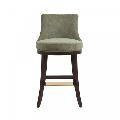 Lucia Modern Wood Upholstered Chenille Barstool in Leaf Green Bar Stool | Tabouret de bar moderne en bois Lucia, tapisse de chenille, vert feuille