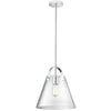 Luminaire suspendu moyen Polly de Dainolite en verre transparent, avec fini chromé poli et 1 ampoule