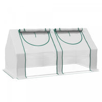 Outsunny Mini Serre 6' X 3' X 3' Avec 2 Couvertures Pe/plastique, Blanc