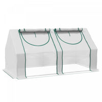 Outsunny Mini Serre 6' X 3' X 3' Avec 2 Couvertures Pe/plastique, Blanc