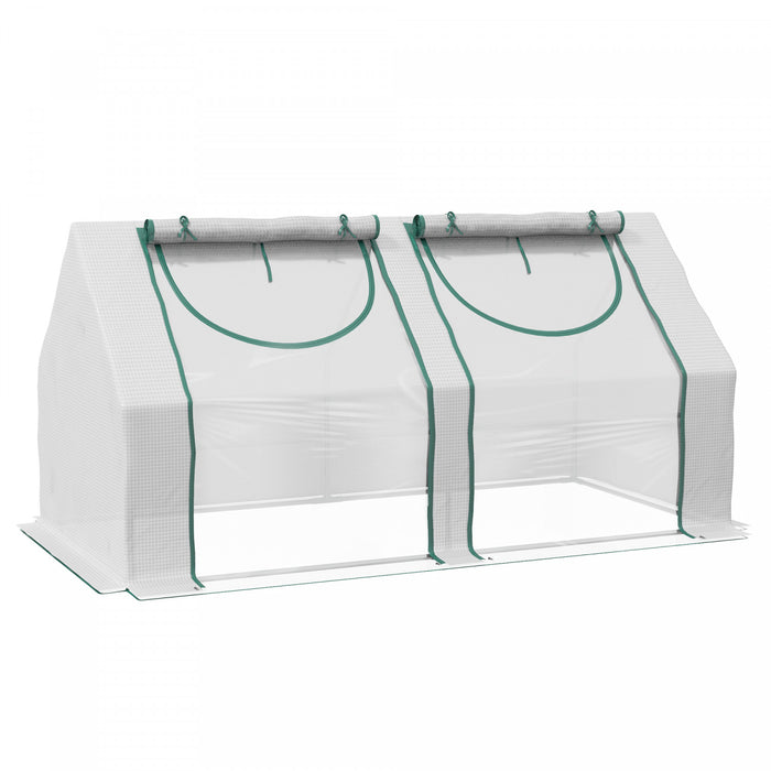 Outsunny Mini Serre 6' X 3' X 3' Avec 2 Couvertures Pe/plastique, Blanc