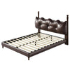 Cadre de lit plateforme en simili cuir Emma avec tete de lit, taille Queen, marron fonce