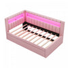 Lit plateforme Lily rembourre avec LED et ports USB, rose