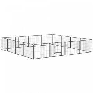 Pawhut Parc D'exercice Pour Animaux De Compagnie, Cloture Pour Chiens En Acier A 16 Panneaux, Parc D'exercice Portable Pour Chiots, Avec 2 Portes Verrouillables, Pour L'exterieur Ou L'interieur