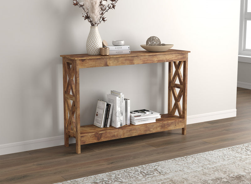Console de 47 po avec 1 tablette - bois recyclé brun