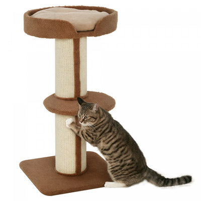 Pawhut 36"h Large Cat Scratching Post For Indoor Cats, Bold Cat Tree Multi-level Kitty Tower With Sisal Mat Scratch Rope, Pet Bed, Removable Cushion, Perch, Brown