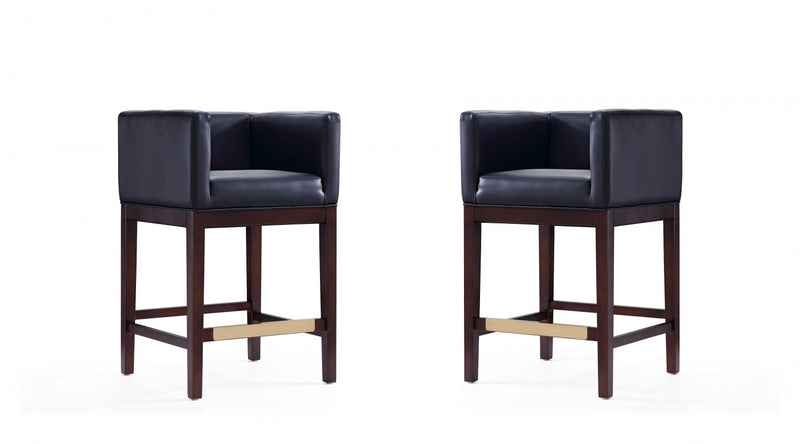 Tabouret de comptoir Kingsley style milieu du siecle en bois et tissu, noir – Lot de 2