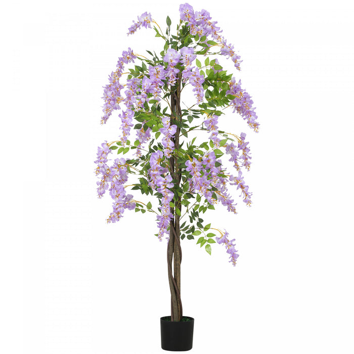 HOMCOM Arbre de glycine artificielle de 1,8 m avec fleurs violettes