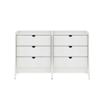 Table de nuit Coney style mid-century moderne 71 cm en blanc (3 tiroirs) – Lot de 2