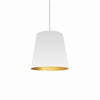 Luminaire suspendu moyen de Dainolite avec très grand abat-jour cylindrique blanc et doré, et 1 ampoule