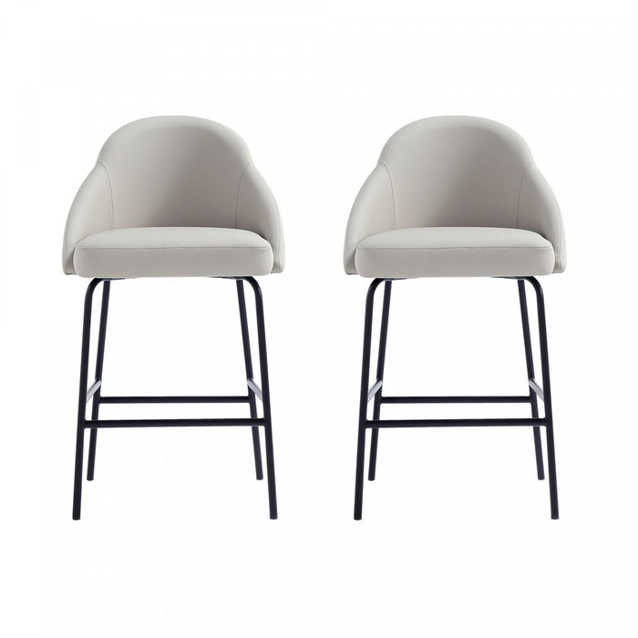 Tabouret de comptoir moderne en metal et tissu Gracie, gris pierre et noir - Lot de 2