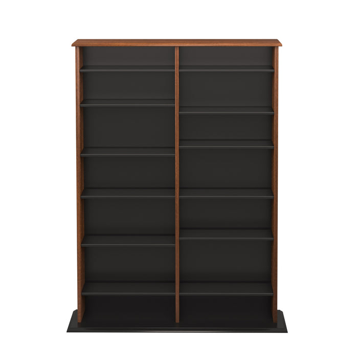 Meuble de rangement mural double largeur - noir et cerisier