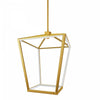 Luminaire suspendu Cage de Dainolite blanc qui diffuse la lumière, avec fini laiton vieilli et ampoule à DEL de 46 W