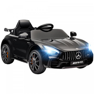 Qaba Voiture Electrique Pour Enfants Sous Licence Mercedes-benz Amg Gtr, Alimentee Par Batterie 12 V, Avec Telecommande, Lumieres Led, Klaxon Musical, Pour Les 3 A 6 Ans, Noir