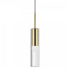Luminaire suspendu Palmer de Dainolite en verre transparent, avec fini laiton vieilli et 1 ampoule