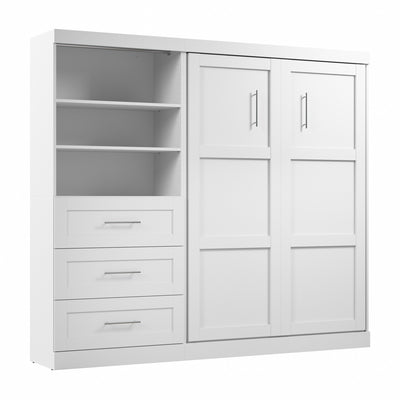 Bestar Pur Full Murphy Bed and Storage Unit with Drawers 95-Inch Wall Bed - White|Lit double escamotable mural Pur de Bestar de 95 po avec rangement et tiroirs - blanc