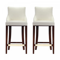 Tabouret de bar moderne en bois et tissu Shubert, ivoire - Lot de 2