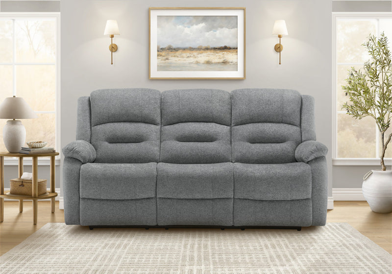 Petit Sofa Inclinable Electrique 3 Places, 70\"L, Port Usb Inclus, Tissu Bleu