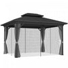 Outsunny Gazebo Exterieur En Aluminium A Toit Rigide 10x12 Pi, Gris Clair