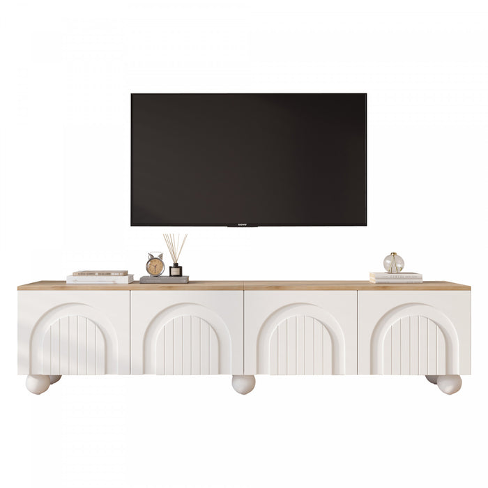 Nathan meuble TV – meuble avec 4 portes et grand espace de rangement, blanc