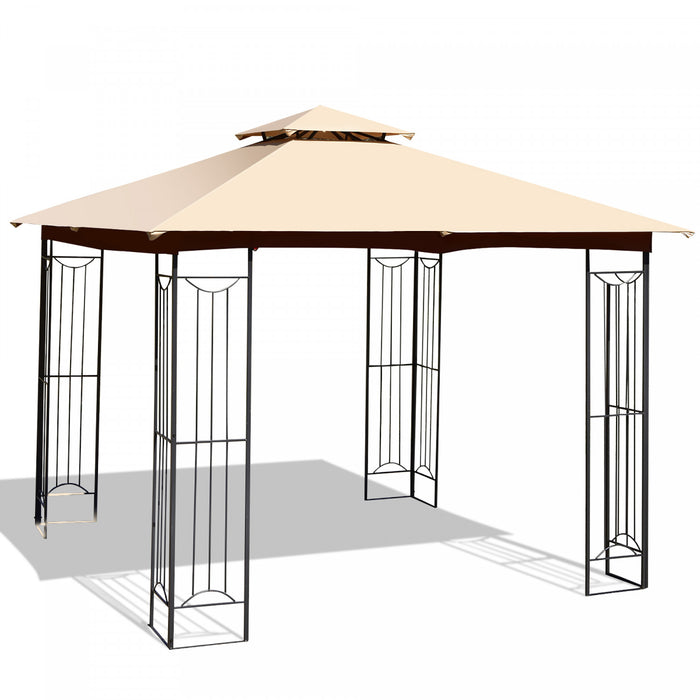 Costway 10’ X 10’ Patio Canopy Gazebo Exterieur 2-tier Tente En Acier Robuste En Forme De L