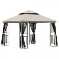 Outsunny 10' X 10' Tonnelle Pavillon Jardin Patio Terrasse Gazebo Exterieur Double Toit Avec Parois