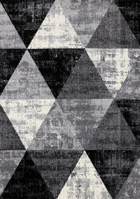 Tapis Covington triangle geometrique noir blanc gris vieilli, 5'3