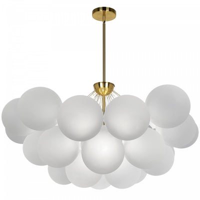 Dainolite Miles 8 Light Chandelier Aged Brass Frosted White Glass Lamp|Lustre Miles de Dainolite en verre blanc givré, avec fini laiton vieilli et 8 ampoules