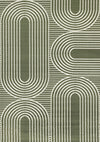 Tapis Florence vert et blanc a motifs geometriques modernes en arches, 2'7\" x 4'11\"