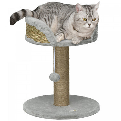 Pawhut Small Cat Tree With Scratching Post, Perch, Toy Ball, Cat Tower For Indoor Cats - 16" X 16" X 19", Grey