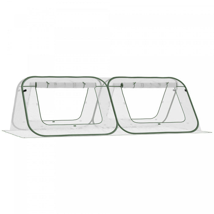 Outsunny Mini Serre Pop-up De Jardin - Serre A Tomates - 4 Fenetres + 4 Portes Zippees Enroulable - Dim. 2,4l X 1,2l X 0,75h M - Sac Transport Inclus - Pe Blanc Vert