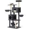 66 Inch Cat Tree with 2 Condos, 3 Big Hammocks, Dark Grey