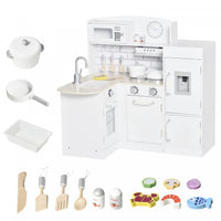 Qaba Jouets De Cuisine Pour Enfants Jeu De Role Avec Abreuvoir, Micro-ondes Et Refrigerateur Avec Ac