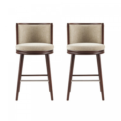 Evalyn Modern Wood Upholstered Barstool in Natural - Set of 2 | Tabouret de bar moderne en bois et tissu Evalyn, naturel - Lot de 2
