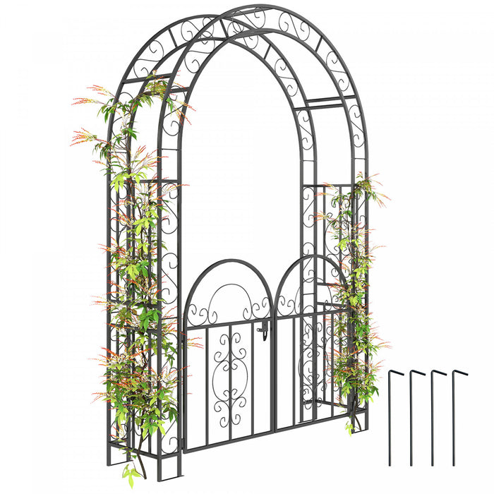 Outsunny Arche De Jardin En Acier De 7,4 Pi Avec Portail, Noir