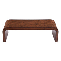 Table basse cascade rectangulaire Haven 53,7 pouces moderne placage bois avec bords arrondis, brun