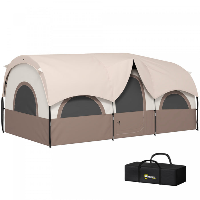 Outsunny Tente De Camping 4-6 Personnes, Impermeable 3000 Mm, Upf 30+, Kaki