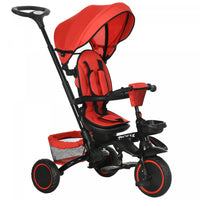 Homcom Tricycle Pour Enfant 7 En 1, Velo Pliant Pour Bebe Avec Poignee De Poussee Reglable, Siege Ro
