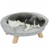 Canape Pour Chien Pawhut, Canape Pour Chat Avec Housse Lavable, Pieds En Bois, Canape Sureleve Pour Chiens Miniatures, Gris