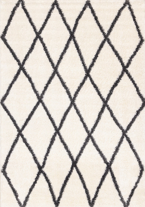 Tapis Fairmont treillis blanc gris, 7'10'' x 10'6''