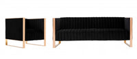  Ensemble de canape 2 pieces Trillium style milieu du siecle en noir
