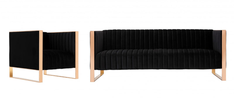 Ensemble de canape 2 pieces Trillium style milieu du siecle en noir