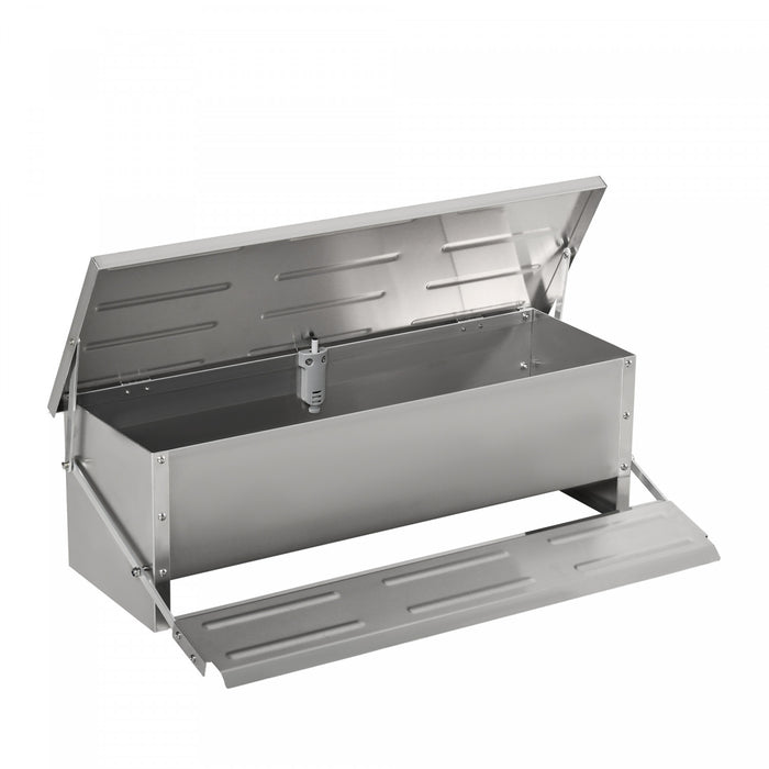 Pawhut Mangeoire Automatique Pour Poulets, Capacite De 22,5 Livres Mangeoire Pour Volailles Avec Pedale A Ouverture Automatique, Couvercle, Argente