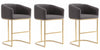 Tabouret de comptoir rembourre en metal gris style mid-century modern Louvre - Lot de 3